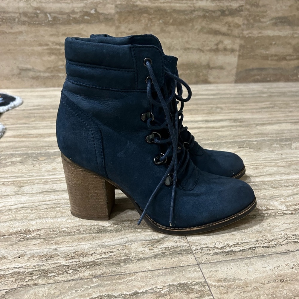 Steve Madden Dark Blue Lace-Up Heeled Boots